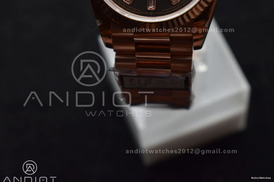 Diamond Square V5 Original DayDate RG (Gain Edition Dial Weight) President Best Steel 671 on 36 904L Grey with Bracelet vr3255 QF 0129